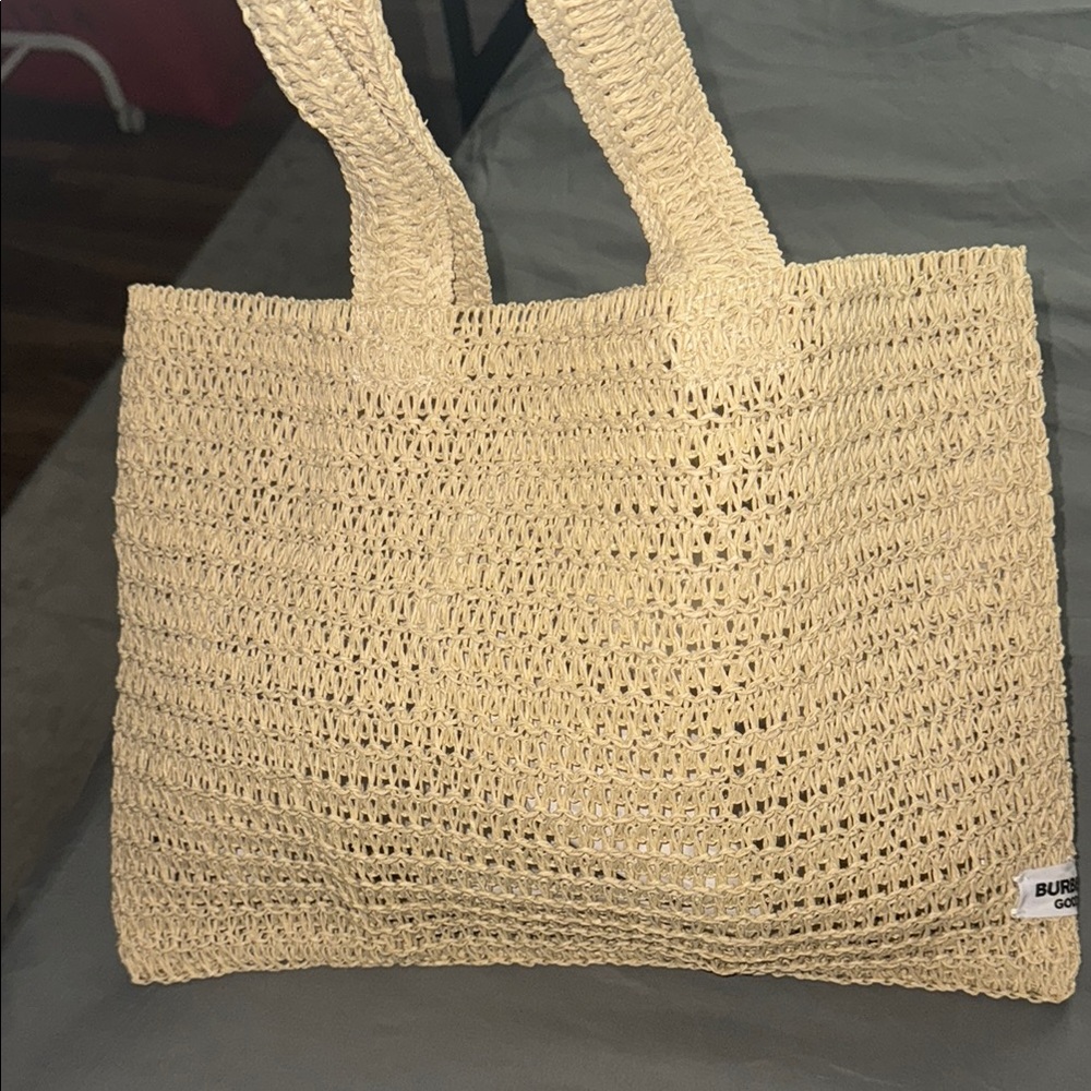 Burberry Cream Textured Tote Bag